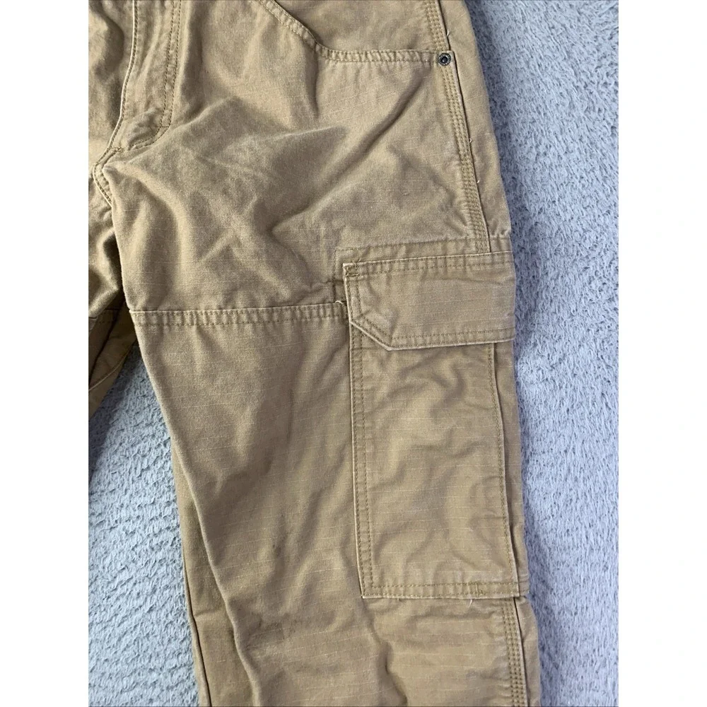 Wrangler Work Cargo Duck Canvas Pants Men's 34x30 Khaki Utility Double Knee